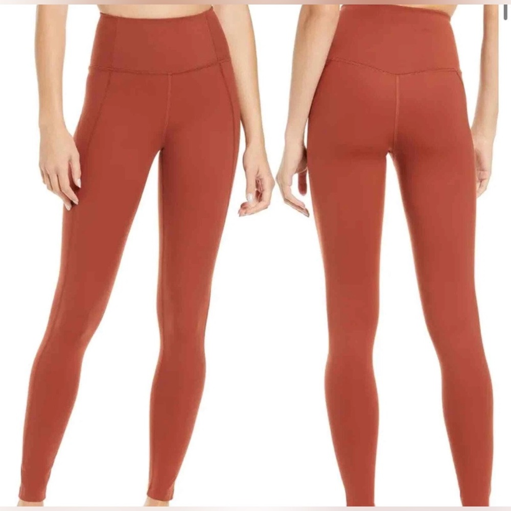 Girlfriend Collective High Rise Leggings Orange Rust Sz Large Run Yoga